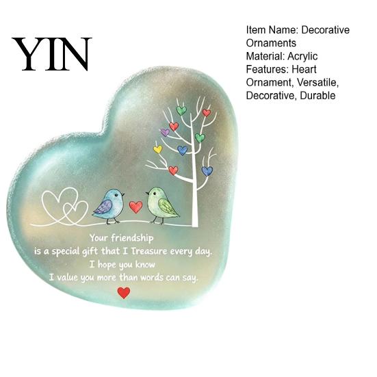 Decorative Ornaments for Car Heart Ornament with Heartwarming Message, Best Friend Friendship Souvenirs Friends Keepsake, Acrylic Desk Decoration