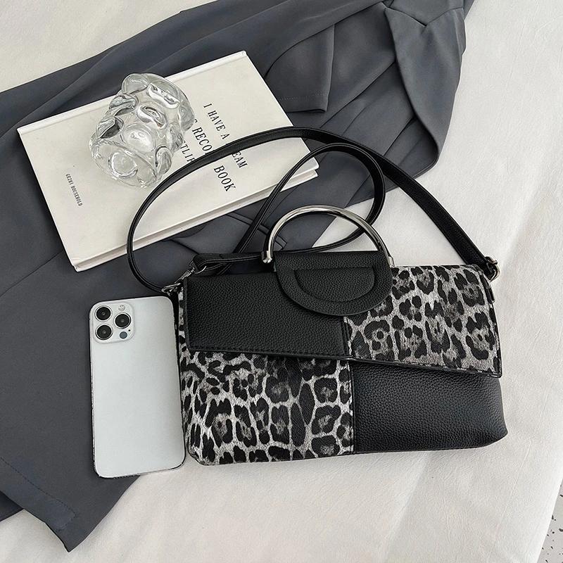 Fashi Zipper Solid Faux Suede Sewing Thread Shoulder Bags 2026 High Quality Leopard Print Large Capacity Handbags for Women