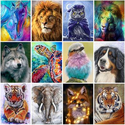 5D Diamantmålning Katt Tiger Hel Rund Harts Mosaik Diamantbroderi Djur Bild av Rhinestones Mosaik Heminredning