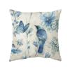 Blue Flower and Bird Print Decorative Pillowcase Living Room Office Ornaments Home Pillowcase