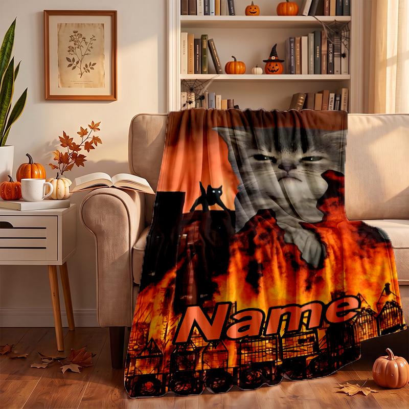 cat meme Custom Flannel Blankets Soft Warm Cozy Throws for Home Decor Holiday Gifts