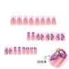Hot-selling rectangular wearing nail fake nail French pink purple nail 3d flower nail piece