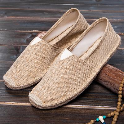 Lniane oddychające codzienne płaskie buty męskie espadryle mokasyny modne chłopięce płócienne buty rybak obuwie do jazdy samochodem