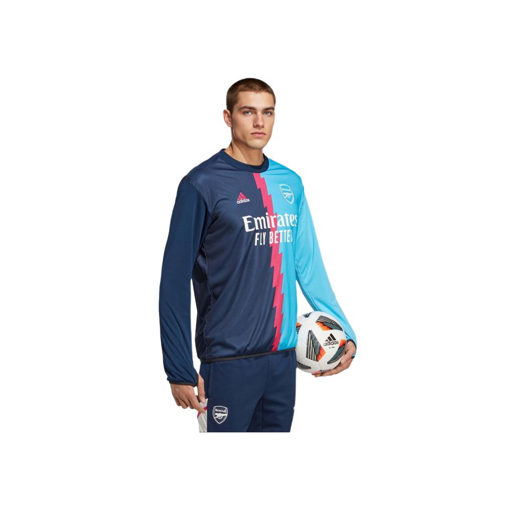 Adidas Arsenal Aeroready 22/23 Color Block Long Sleeve Football Shirt Men Tops Navy-Blue Sky-Blue HT4452