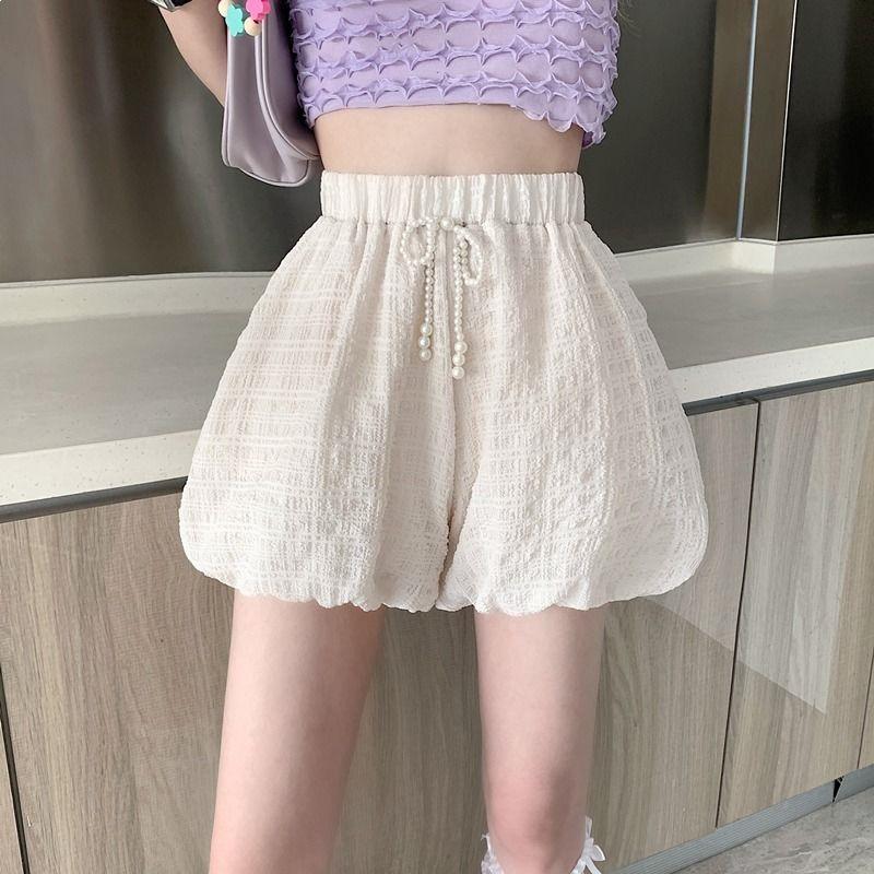 

300 Jin Plus Size Women s Jacquard High-Waist Wide-Leg Lantern Shorts for Summer L (85-115 jin) абрикосовый
