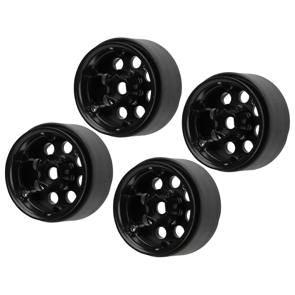 4Pcs RC Wheel Rim 1.9 Inch Aluminum Alloy Stable RC Car Wheel Hub for Axial SCX10 II III Black