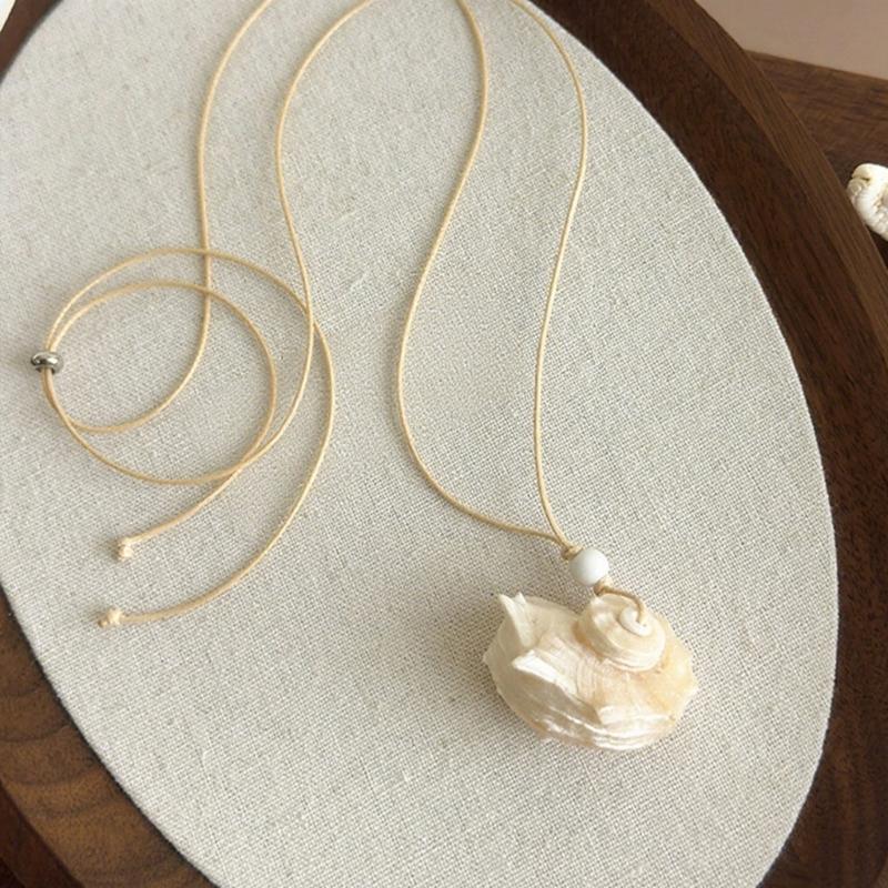 Oceanics Themed Collarbone Chain With Shell Pendant Comfort Fit Cord Necklace for Casual Outfits and Formal Occasions