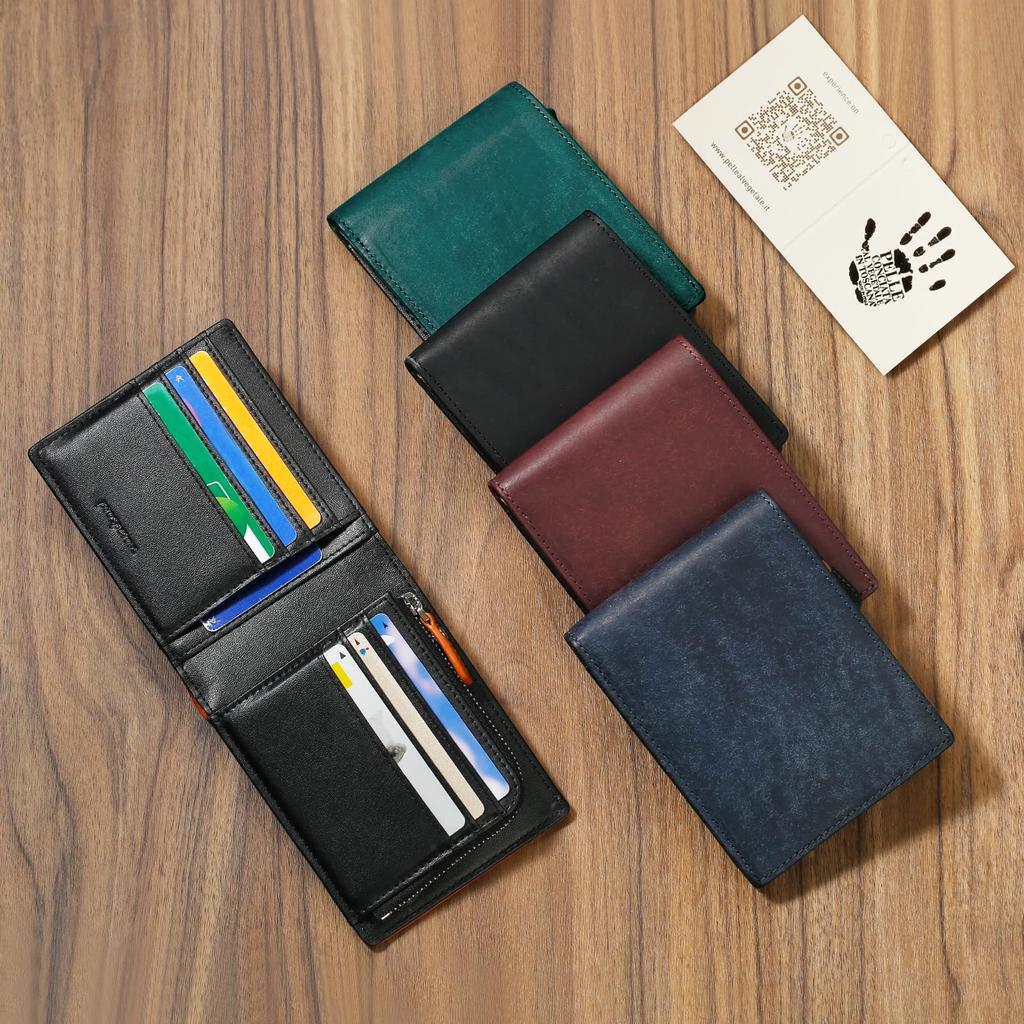 Bifold Italian YKK Day Gift Large Brown [prosperous] Men's Wallet, Leather, Zipper, Father's Box, Capacity, [Used]