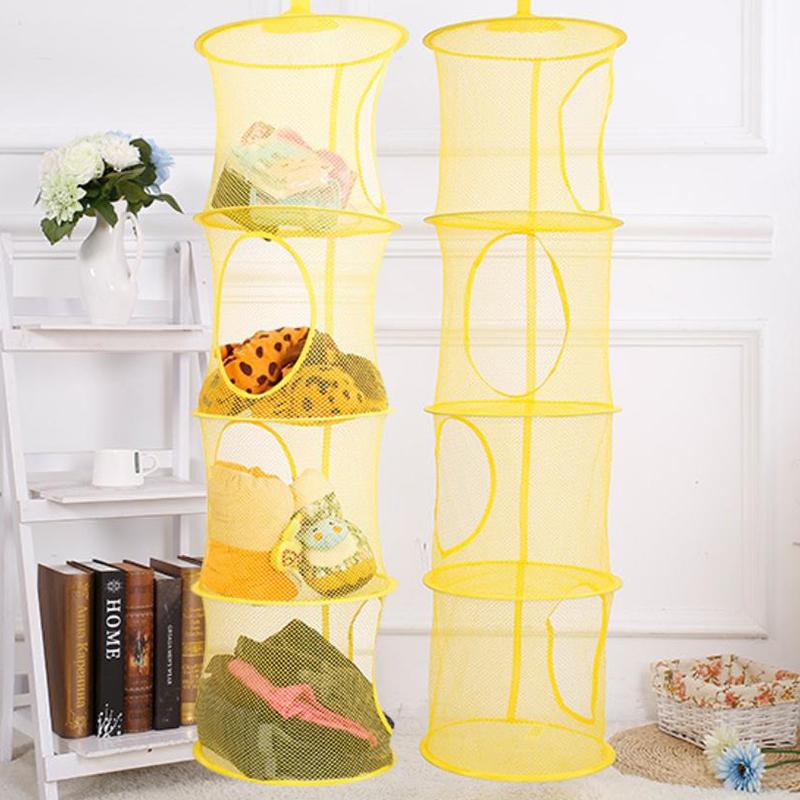 Foldable Plush Animal Storage Net 4 Compartments Hanging Mesh Toy Storage Hammock For Kids Room Toys Gloves Hats Socks