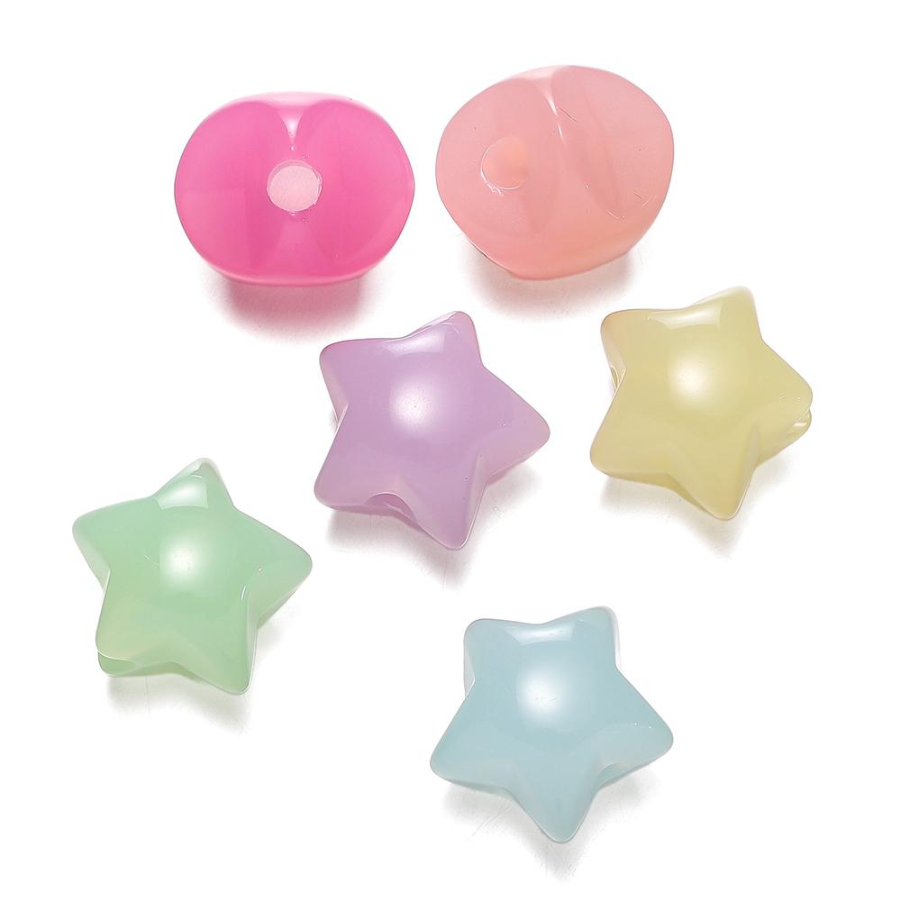 10pcs/lot Acrylic Jelly Colored Stars Shape Beads Bracelet Loose Beads For DIY Jewelry Making Necklace Craft Accessories