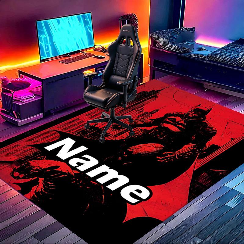 Custom Name Personalized Batman Print Carpet, Versatile Home Decor Rug, for Playroom, Apartment, Balcony, Entryway, Hallway Gift