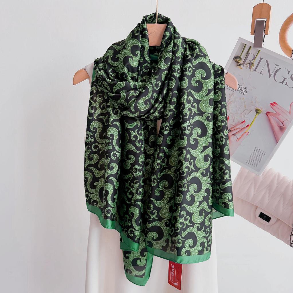 180*90Cm Scarves Luxury Long Silk Scarf Women Soft Shawl Wrap Muffler Hijab Bufanda Foulard Female Bandana Beach Stoles