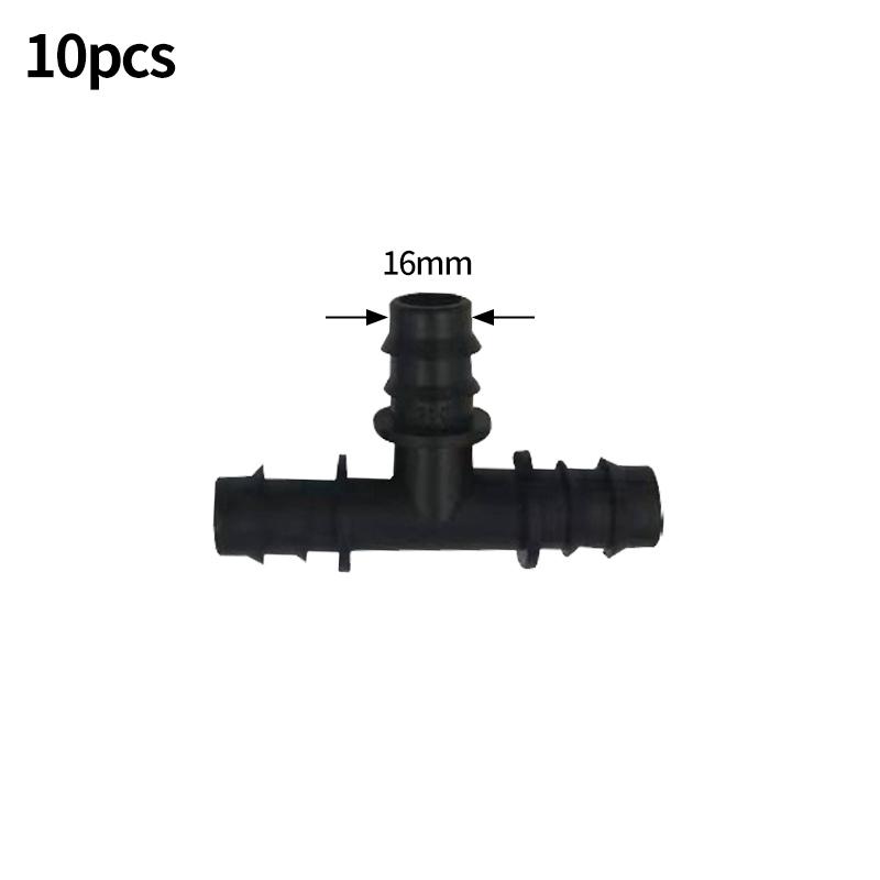 10pcs 16mm Garden Irrigation Tubing Fitting Tube Tee Elbow Equal Barb Connector Repair Connector End Plug Micro Drip Adapte