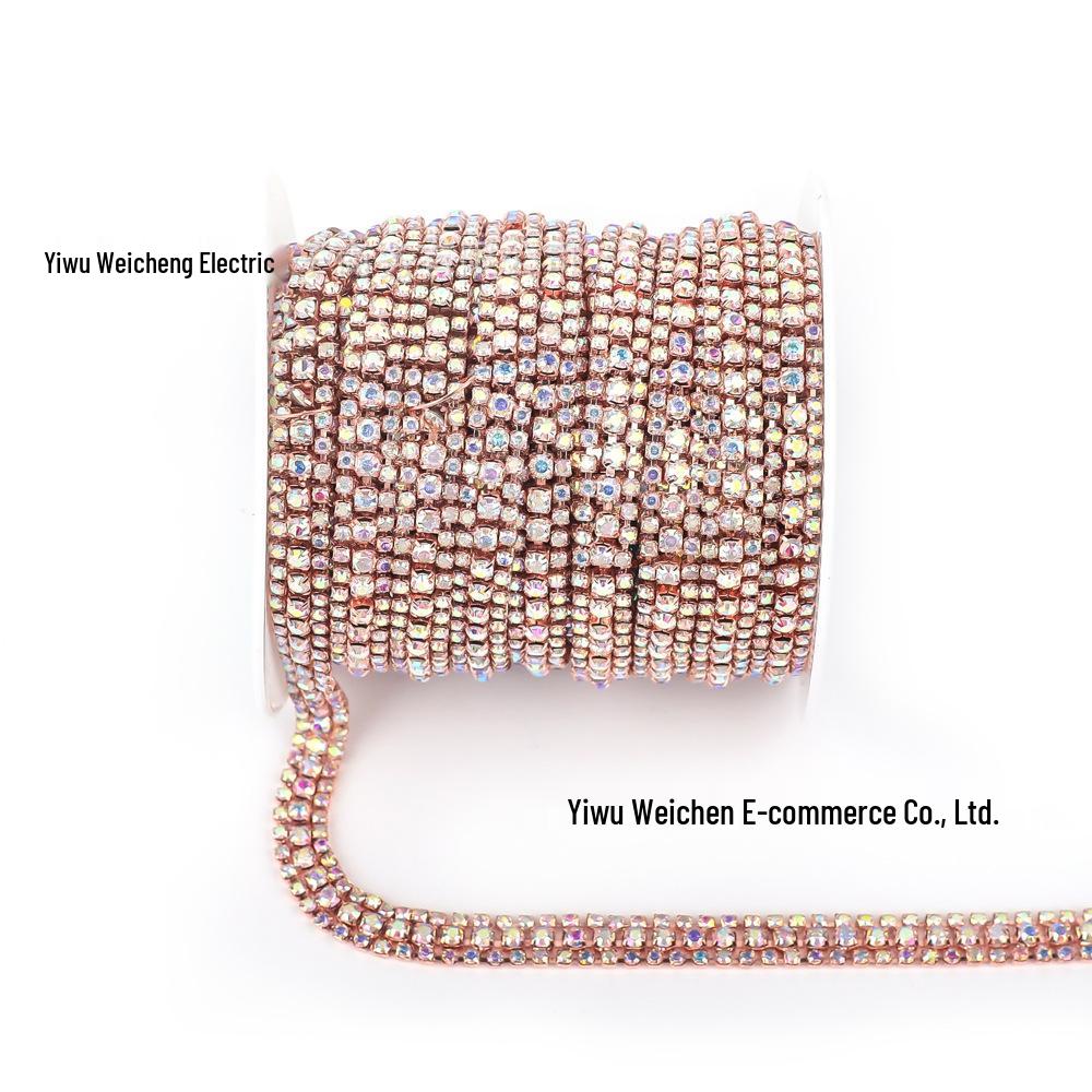 

1 ярд серебряной стразовой цепочки в 3 ряда для украшения одежды SS8 + SS16 + SS8