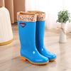 High rain boots rain shoes women's adult water shoes non-slip beef tendon sole fleece thermal overshoes rubber shoes wear-resistant work winter