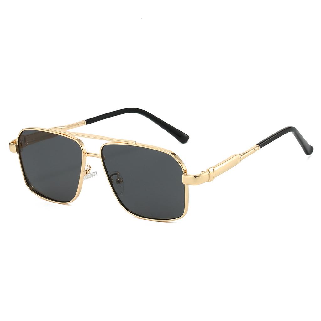 Square Metal Double Beam Men's Sunglasses Fashionable Light Luxury Casual Driving Sunglasses Personalized Colorful Sunglasses