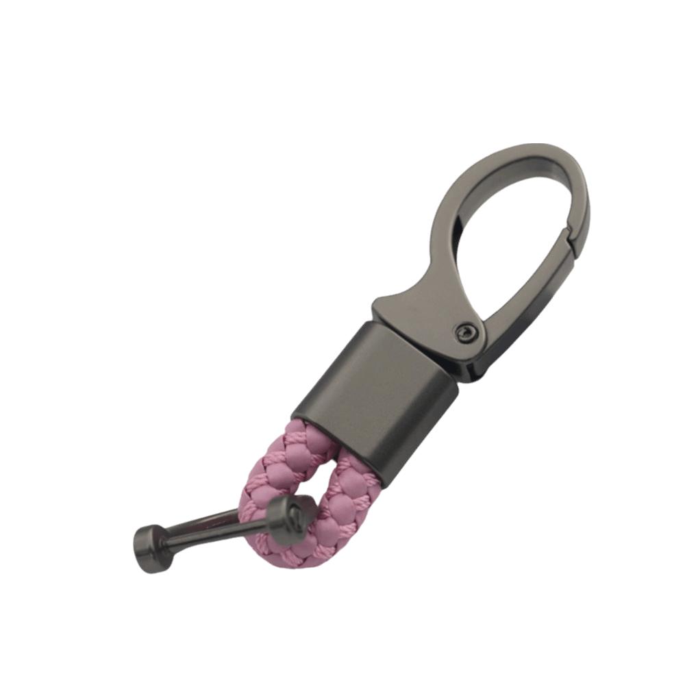 

High Quaility Metal Keychain Detachable Design Car Key Rings Holder Braided Rope Keyring Auto Gift розовый