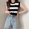 Sleeveless Contrasting Striped Knit Vest Knitted Sleeveless Waistcoat Knitted Waistcoat  Women
