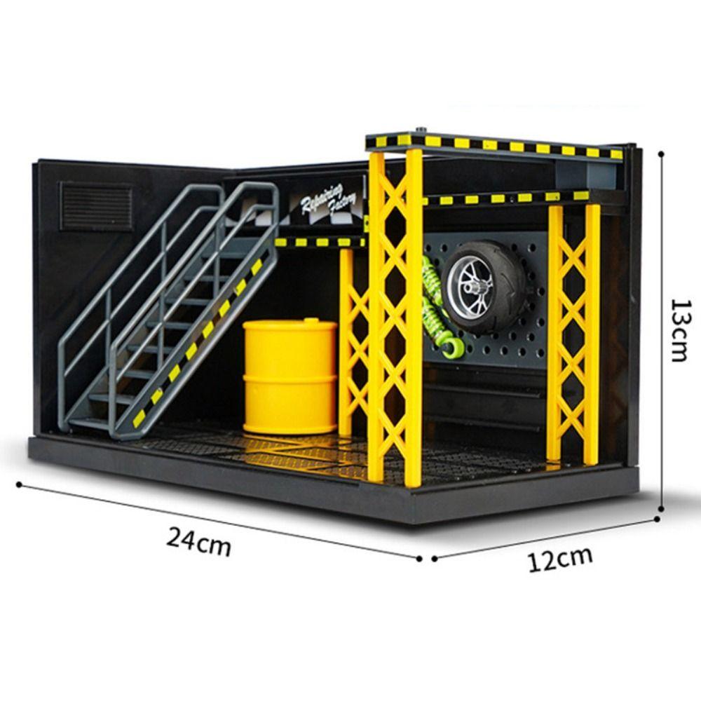 DlY Scene Car Garage Model Diecast Zinc Zinc Alloy Car Model Display Lighting Parking Lot  Assembly Toy