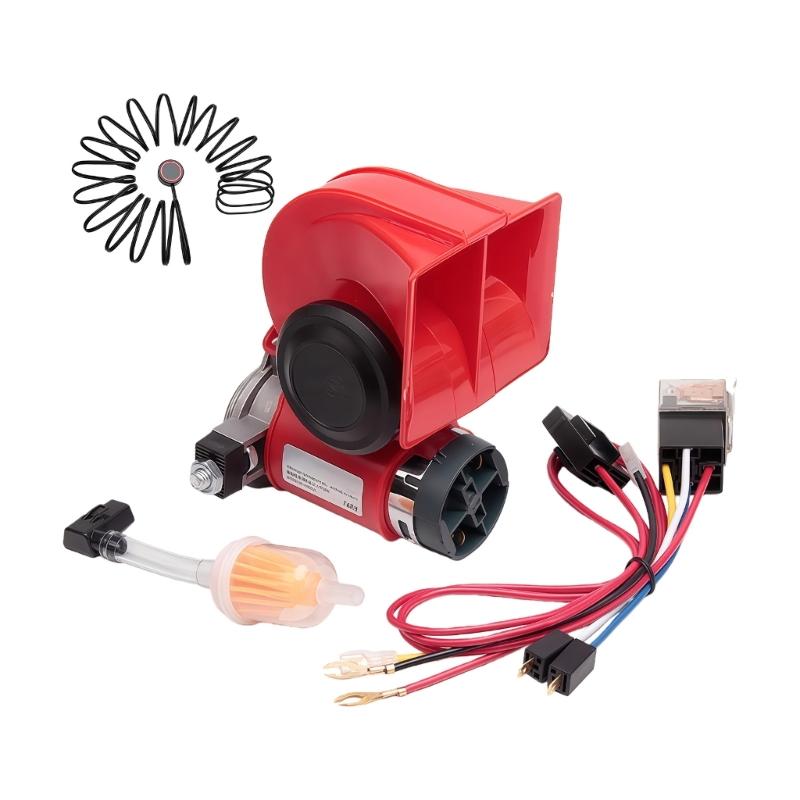 

24V High Decibel Air Horn Delivering 130dB Maximumly Sound Pressure for Enhancing Road Safety in Various Environments, Quick Electrical Installation красный