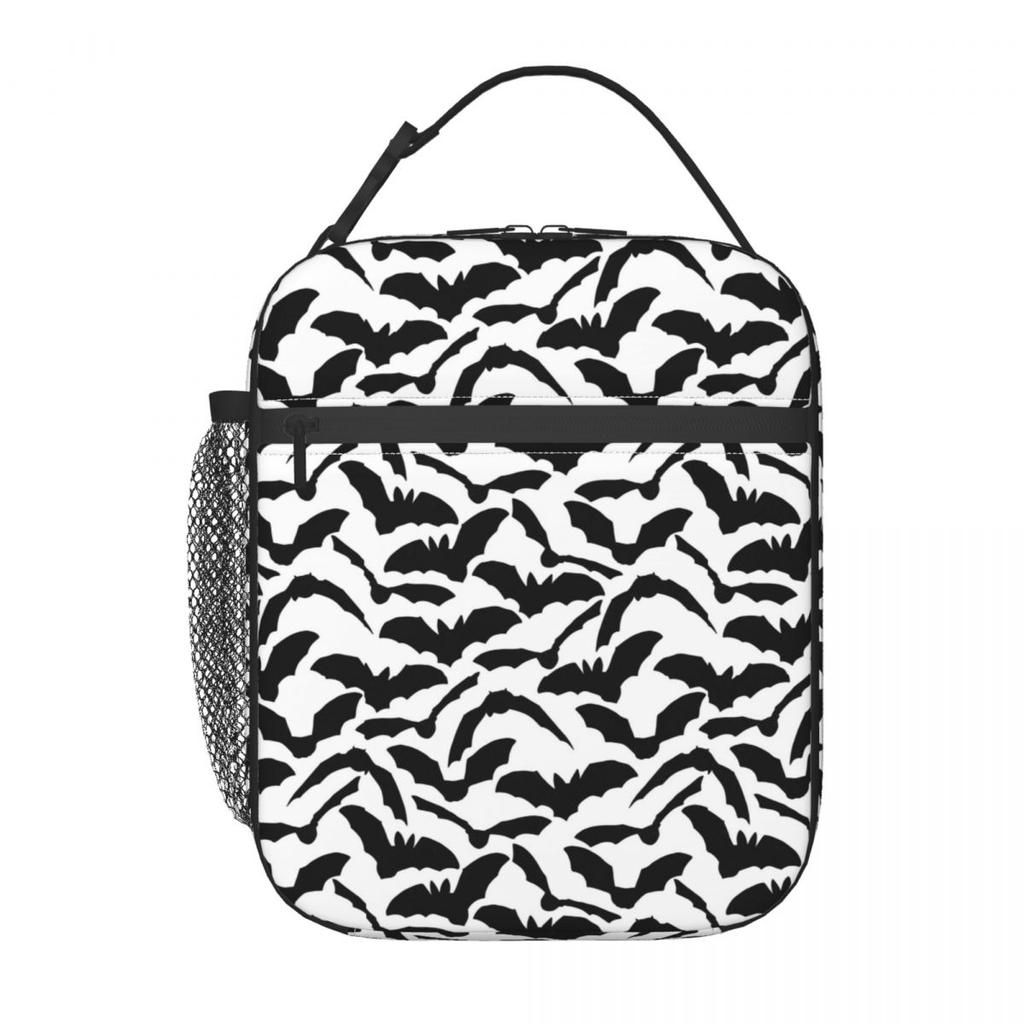 Chic Black And White Bat Insulated Lunch Bag for Kids School Cooler Thermal Food Box Tote Leakproof Lunch Boxes Container