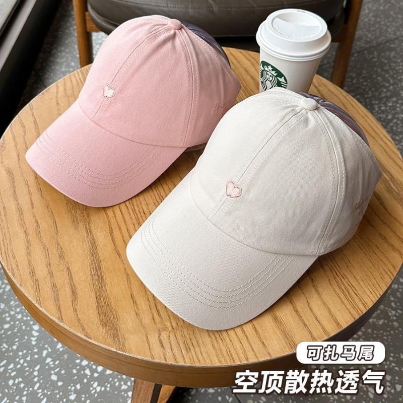 Summer sunscreen cap love embroidery fashion versatile baseball cap can tie a ponytail to show the face small empty top hat