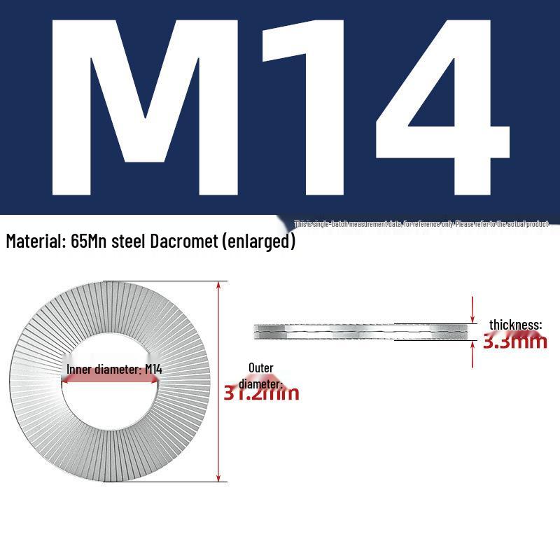 DIN25201 304 Stainless Steel Self-Locking Double Stack Washer, 65Mn Manganese Anti-Loosening, Double-Sided Tooth Layer.
