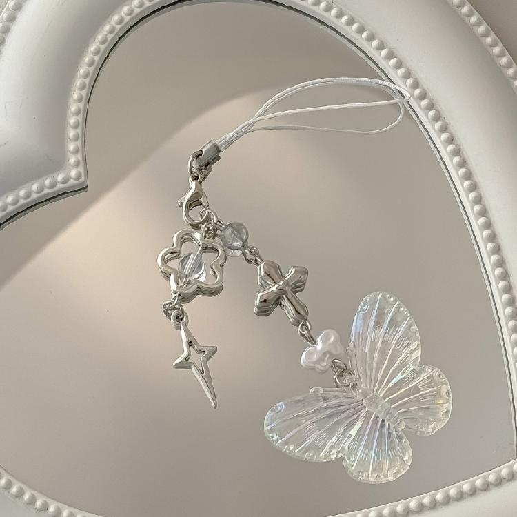 Beautiful Butterfly Phone Ornament Keychain Colorful Butterfly Pendant Phone Chain Accessory Pendant for Keys Backpacks