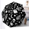 Witch Gothic Death Moth Folding Umbrella Auto-Open Design 8 Iron Ribs Plastic Handle Foldable Sunshade Perfect Christmas Gifts