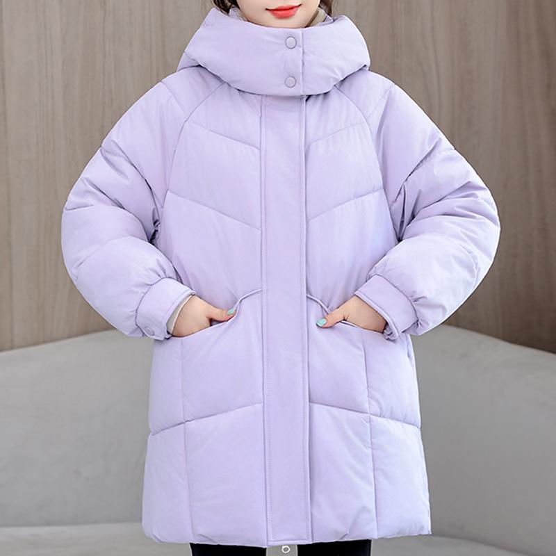 

Модные зимние женские длинные парки с капюшоном, свободные, толстые, теплые куртки, женские пальто 2XL фиолетовый