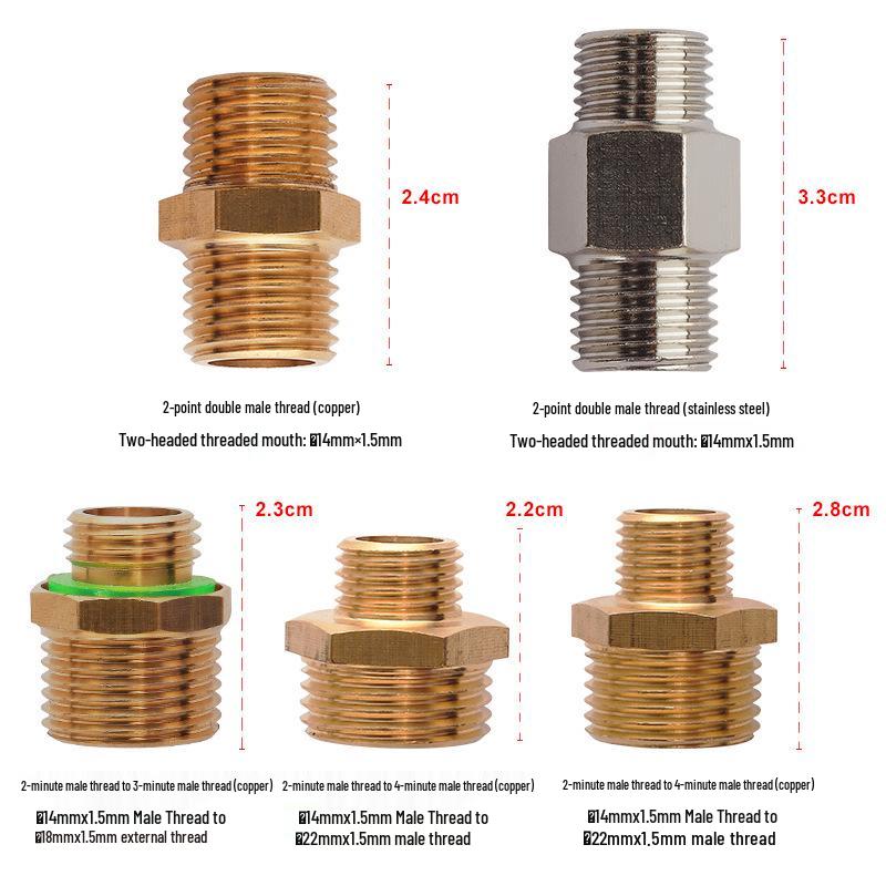 All-Copper Thickened Reducing Joints: Conversion Threads from 1-inch To 6-inch.