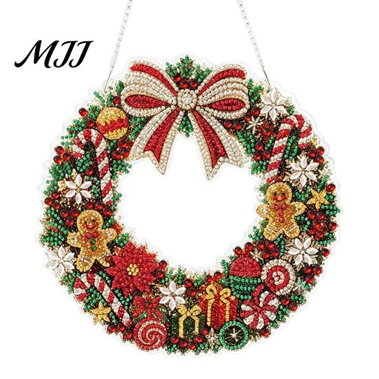 Strass Malerei Sonnenfänger Set Weihnachtskit, DIY Kunst mit Kunstperlen für Erwachsene Bastelbedarf für Anfänger, Acryl Weihnachten Schmuck Bastelmaterial