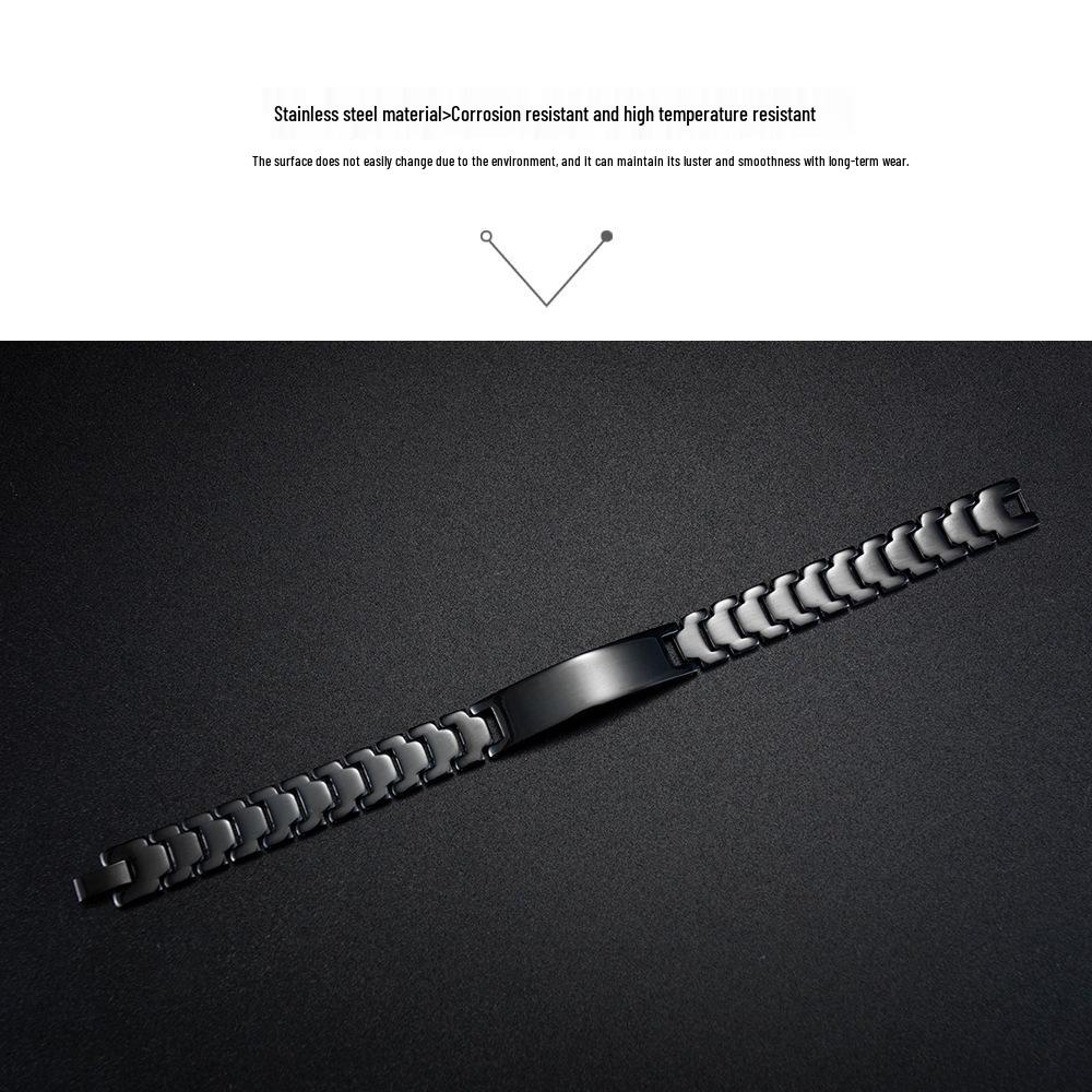 Japanese & Korean Style Men's Black Stainless Steel Engravable Bracelet