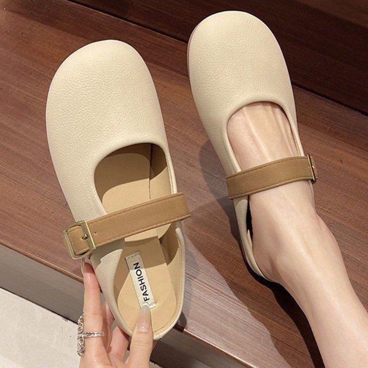 Baotou soft-soled slippers spring new shoes comfortable and casual flat-bottomed retro ins half drag