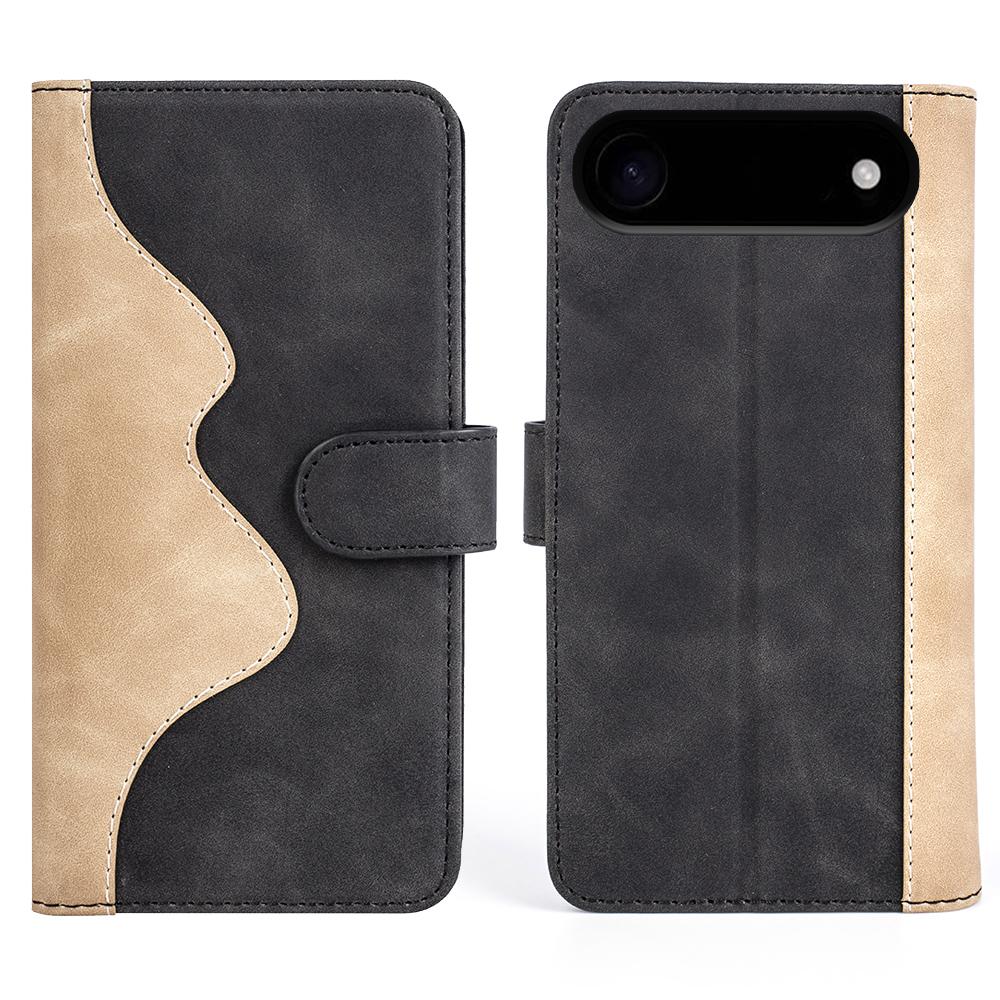 For iPhone 17 Air Wallet Case Leather Phone Cover Splicing Color