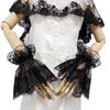 Black Lace Decor Hand Sleeves Lolita Tulle Mesh Eyelash Ruffle Wrist Fake Cuffs Detachable Flare Wristband Halloween Fingerless