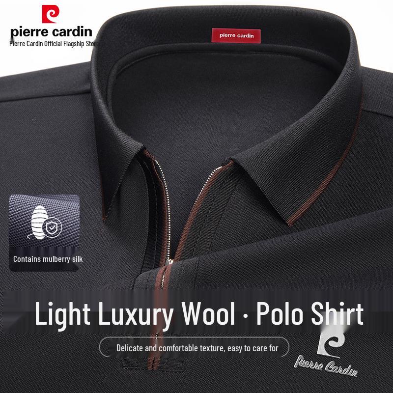 Pierre Cardin Men's Silk & Wool Blend Quarter-Zip Polo T-Shirt