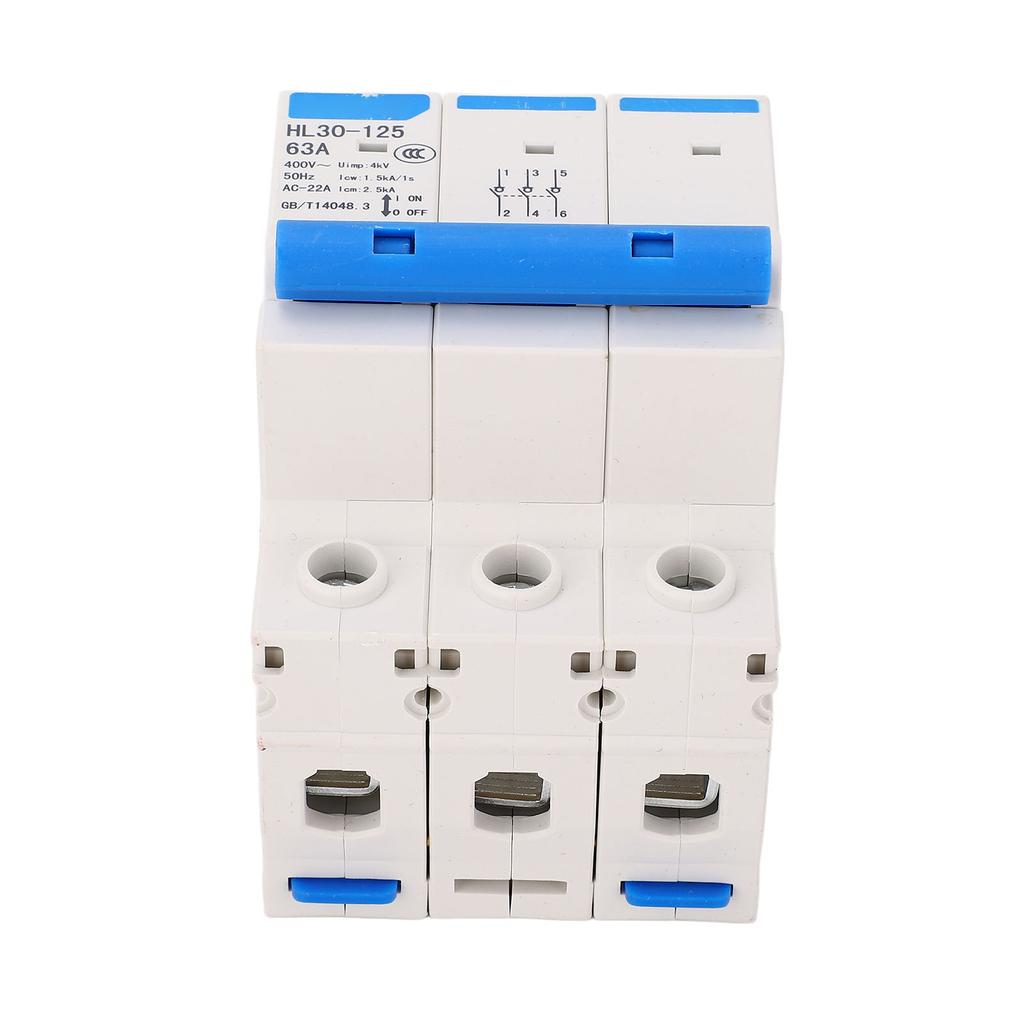 Isolator Circuit Breaker PC Flame Retardant 3 Pole Miniature Circuit Breaker 400V 63A