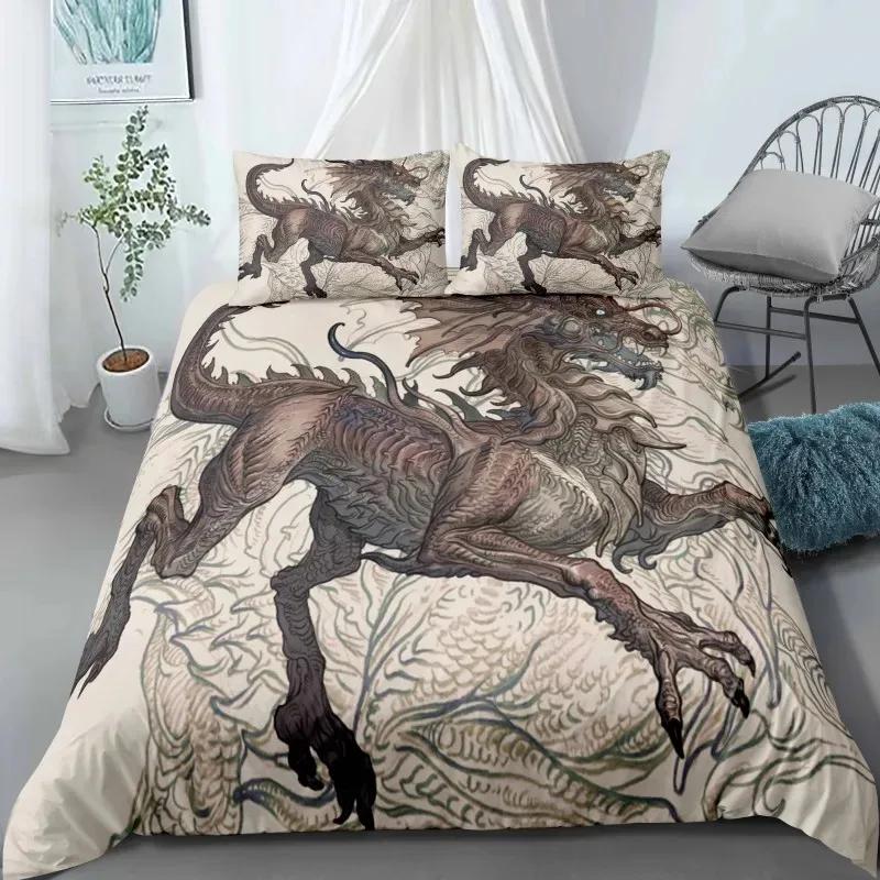 Dragon Head 3D Duvet Cover Set for Bedroom Decor Dragon Bedding Sets King Queen Size Bed Set Home Textiles Bedclothes