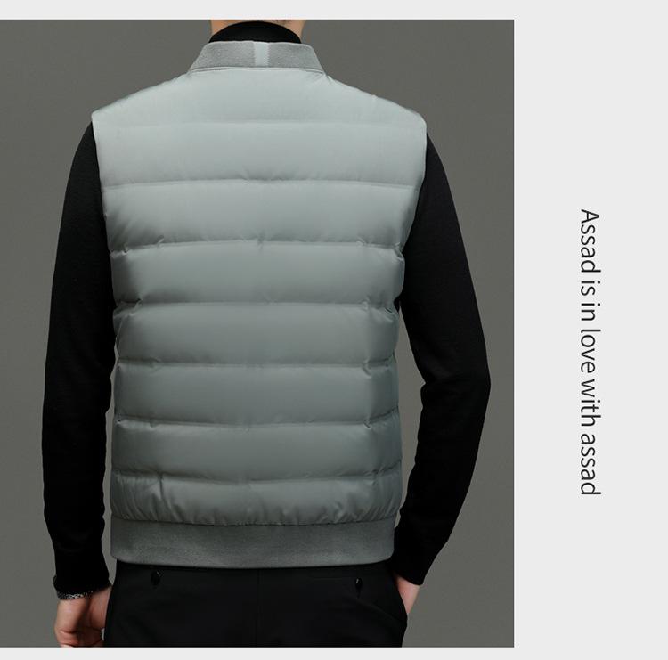 Men's Lightweight V-Neck Down Vest - Warm, Trendy, Plus Size Sleeveless Outerwear for Fall & Winter