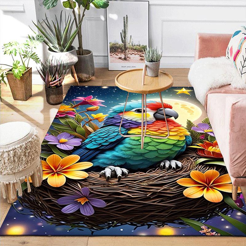 1 Stück Süßes Papageien-Design Teppich - Weich, Rutschfest und Langlebig Gaming-Zimmer Dekor für Schlafzimmer