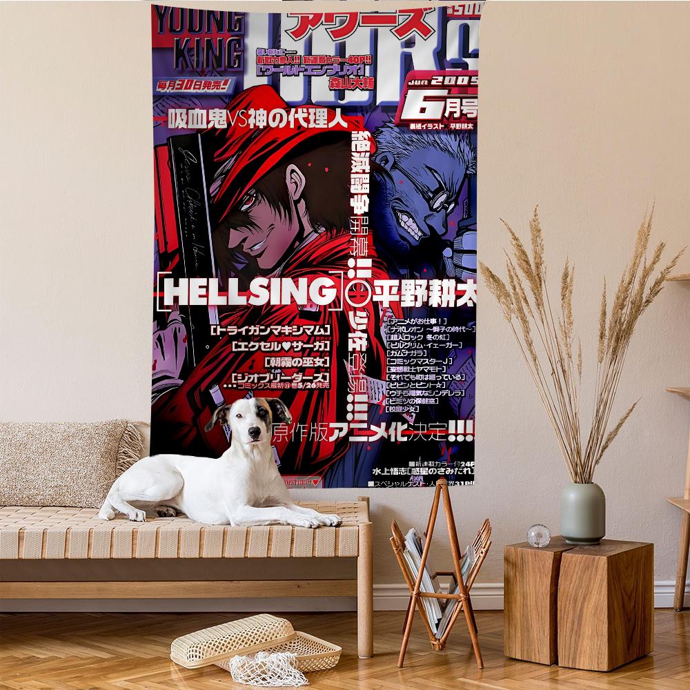 Hellsing Game Anime Tapestry Hippie Flower Wall Carpets Dorm Decor Wall Hanging Home Decor