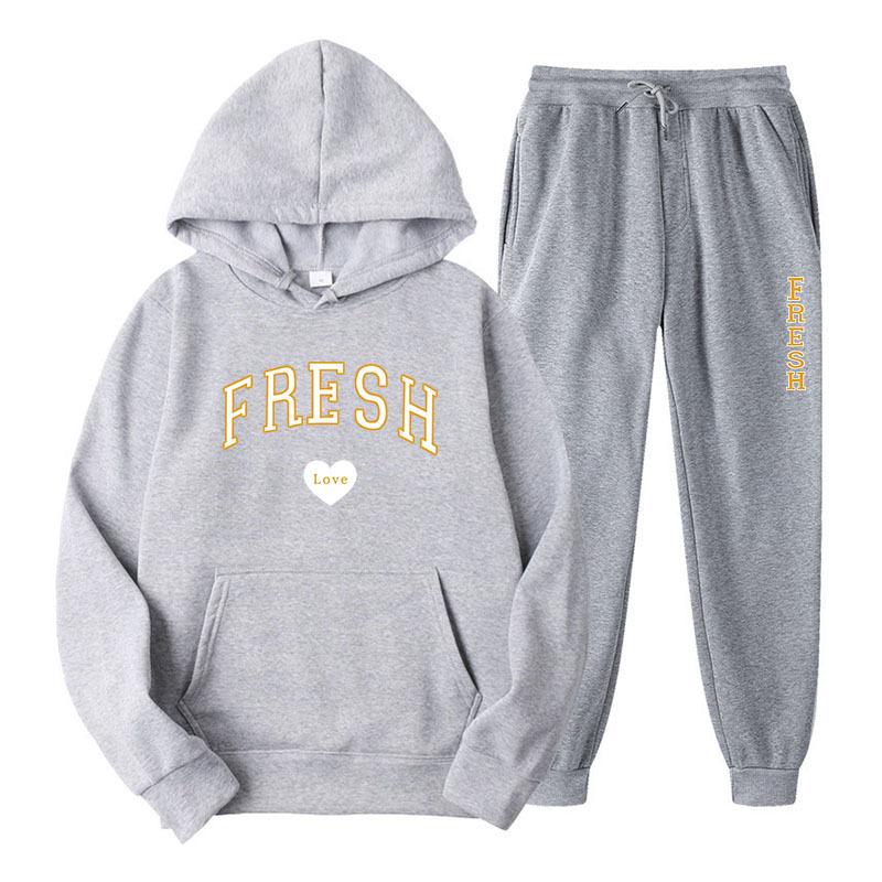 Winter New Men's Casual Sports Loose Personalized Print Youth Fashion Trend Personal Wear Hoodie Set