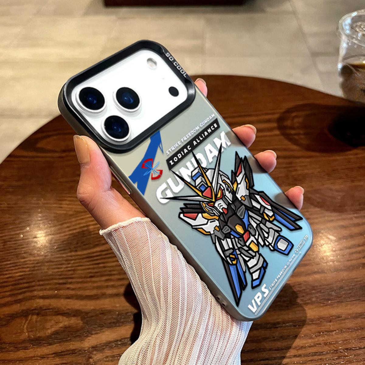 Chibi Strike Freedom Gundam Phone Case For iPhone 15 14 13 - Anime Mecha Protective Cover  GALAXYS24 чёрный