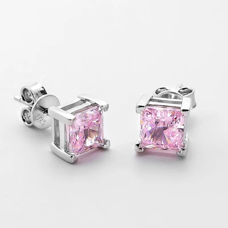 Ohrstecker aus Sterlingsilber, 100 % 925, 6 x 6 mm, gelber Aquamarin-Diamant mit hohem Kohlenstoffgehalt, funkelnder edler Schmuck