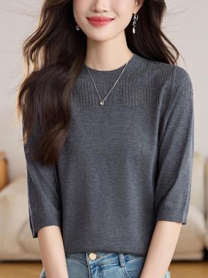 2025 Women's Seven-Sleeve High-End Wool Cardigan - Perfect for Spring, Autumn, Winter