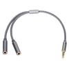 Hodetelefonforlengelseskabel 4-polet Gullbelagt Hann til To Hunn Hodetelefon Y-kabel for Bærbar PC Telefon Datamaskin