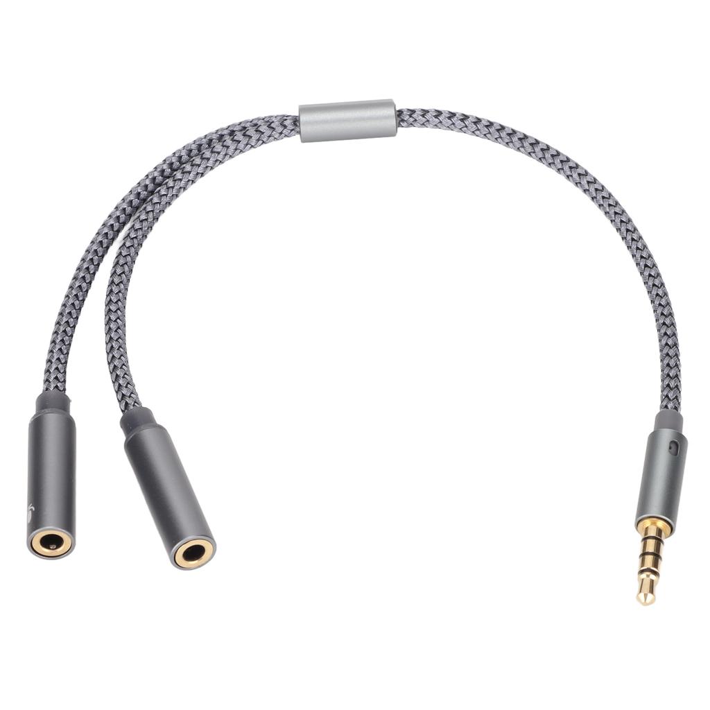 Hodetelefonforlengelseskabel 4-polet Gullbelagt Hann til To Hunn Hodetelefon Y-kabel for Bærbar PC Telefon Datamaskin