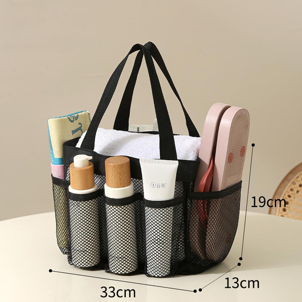 

Mesh Shower Caddy Tote Quick Dry Hanging Toiletry Bag, 8 Storage Pocket Handle Bath Organizer for College Dorm, Gym, Camp, Trave чорний