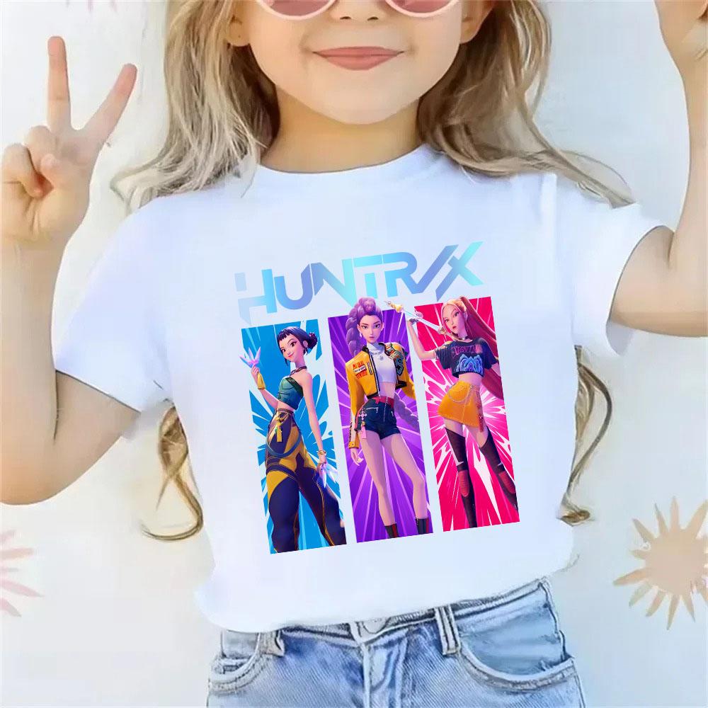 KPop Dämonenjäger T-Shirt Sommer Kurzarm-Tee für Freizeit Locker Mädchen Junge Grafikdruck Oberteile